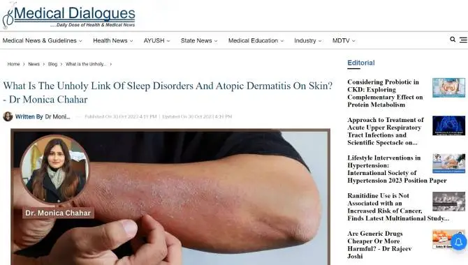 What is the Unholy Link of Sleep Disorders and Atopic Dermatitis on Skin? -  Dr Monica Chahar